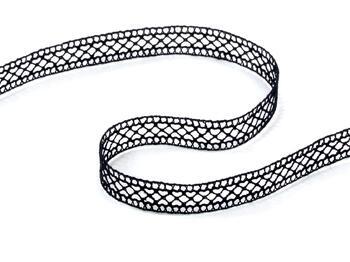 Cotton bobbin lace insert 75454, width 10 mm, black - 1