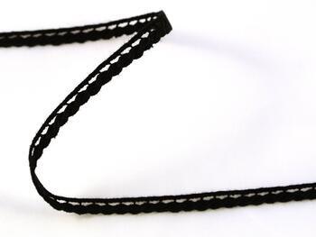 Cotton bobbin lace 75464, width 6 mm, black