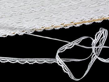 Cotton bobbin lace 75465, width 7 mm, white - 1