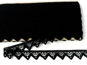 Cotton bobbin lace 75469, width 23 mm, black - 1