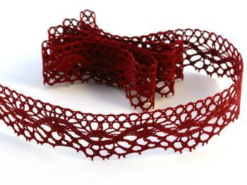 Cotton bobbin lace 75416, width 27 mm, cranberry - 1