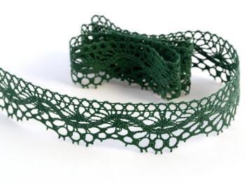 Cotton bobbin lace 75416, width 27 mm, dark green - 1