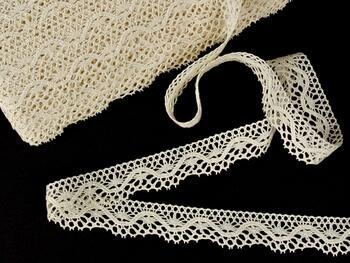 Cotton bobbin lace 75416, width 27 mm, dark linen gray