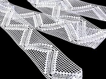 Cotton bobbin lace insert 75141, width 77 mm, white - 1