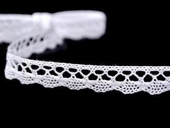 Cotton bobbin lace 75512, width 10 mm, white - 1