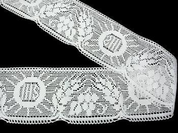 Cotton bobbin lace 75514, width 103 mm, white - 1