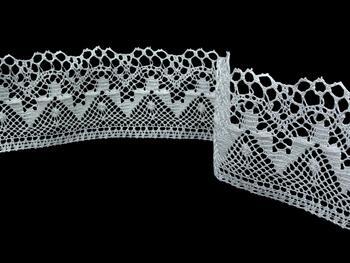 Linen bobbin lace 75574, width 75 mm, 100% linen bleached - 1