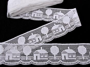 Cotton bobbin lace 75157, width 73 mm, white - 1