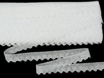 Cotton bobbin lace 75517, width 15 mm, white - 1