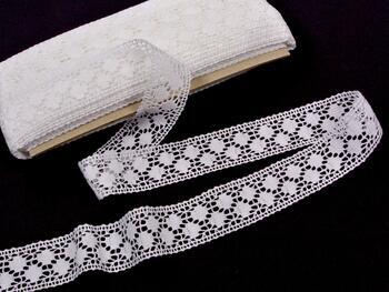 Cotton bobbin lace insert 75160, width 34 mm, white - 1