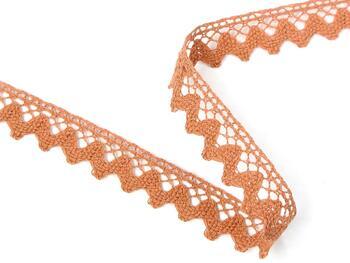 Cotton bobbin lace 75612, width 13 mm, terracotta - 1