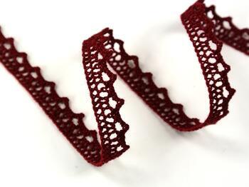 Cotton bobbin lace 75633, width 10 mm, cranberry - 1