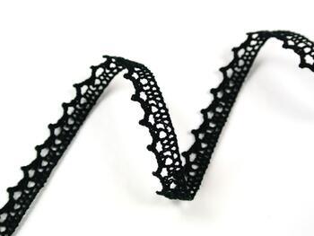 Cotton bobbin lace 75633, width 10 mm, black - 1