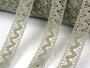 Cotton bobbin lace insert 75639, width 18 mm, dark linen gray - 1/4