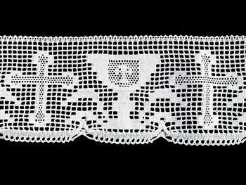 Cotton bobbin lace 75649, width 110 mm, white - 1