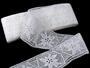Cotton bobbin lace insert 75168, width 80 mm, white - 1/4