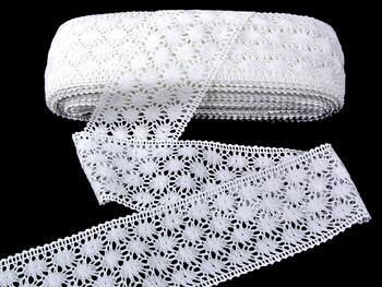 Cotton bobbin lace insert 75117, width 80 mm, white - 1