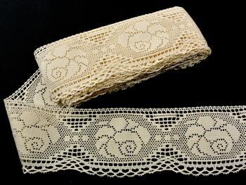 Cotton bobbin lace 75183, width 96 mm, ecru - 1
