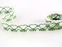 Cotton bobbin lace 75133, width 19 mm, white/grass green - 1/2