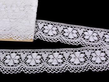 Cotton bobbin lace 81044, width 52 mm, white - 1