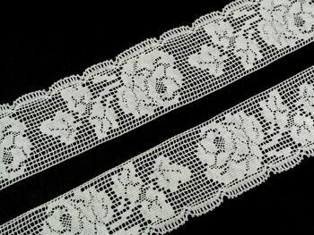 Cotton bobbin lace 81094, width 36 mm, light cream - 1