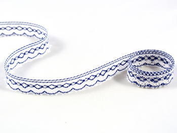 Bobbin lace No. 81215 white/royal blue | 30 m - 1