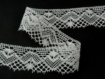 Linen bobbin lace 81294, width 50 mm, 100% linen bleached - 1