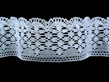 Cotton bobbin lace 81933, width 70 mm, white - 1