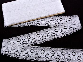 Cotton bobbin lace 82025, width 41 mm, white - 1