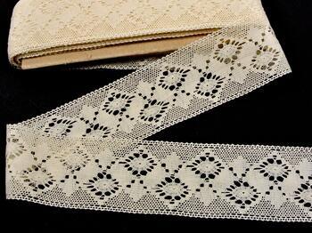 Cotton bobbin lace insert 81026, width 62 mm, ecru - 1