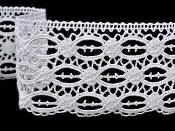 Cotton bobbin lace 82106, width 75 mm, white - 1