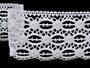 Cotton bobbin lace 82106, width 75 mm, white - 1/4