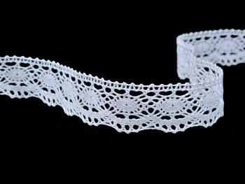 Cotton bobbin lace 82167, width 28 mm, white - 1