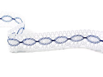 Bobbin lace No. 82176 white/blue | 30 m - 1