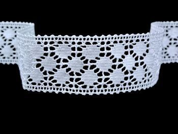 Cotton bobbin lace insert 82219, width 50 mm, white - 1