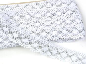 Cotton bobbin lace 82231, width 32 mm, white/Lurex silver - 1