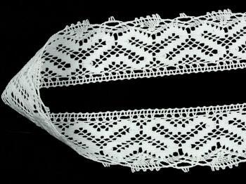 Cotton bobbin lace 82233, width 45 mm, white - 1