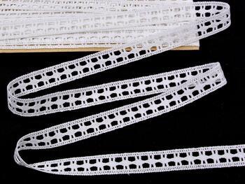 Cotton bobbin lace insert 82274, width 16 mm, white - 1