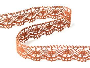 Cotton bobbin lace 82296, width 21 mm, terracotta - 1