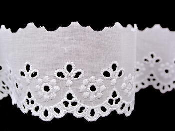 Cotton embroidery lace 65005, width 52 mm, white - 2