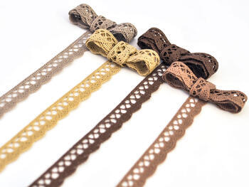 Cotton bobbin lace 75099, width 18 mm, dark beige - 2