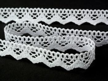 Cotton bobbin lace 73003, width 20 mm, white - 2