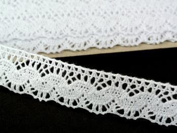 Cotton bobbin lace 73007, width 30 mm, white - 2