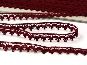 Cotton bobbin lace 73010, width 13 mm, cranberry - 2