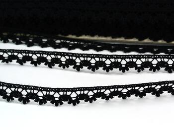 Cotton bobbin lace 73010, width 13 mm, black - 2