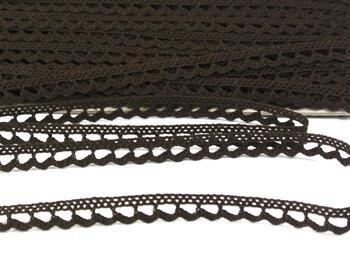 Cotton bobbin lace 73012, width 10 mm, dark brown - 2