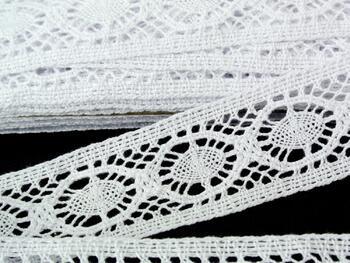 Cotton bobbin lace insert 73014, width 47 mm, white - 2
