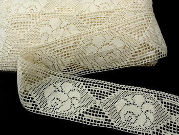 Cotton bobbin lace insert 75008, width 79 mm, ecru - 2
