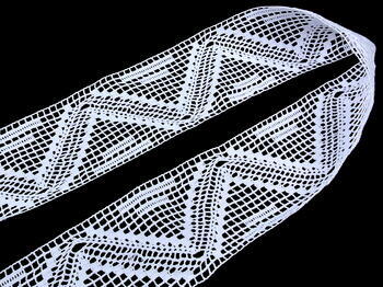 Cotton bobbin lace insert 75009, width 79 mm, white - 2