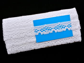 Cotton bobbin lace 75019, width 31 mm, white - 2